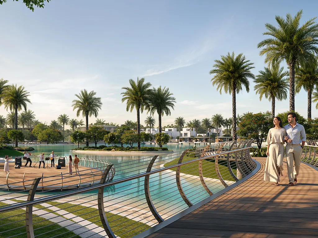 Lakeside boardwalk at The Heights Country Club and Wellness, Emaar render