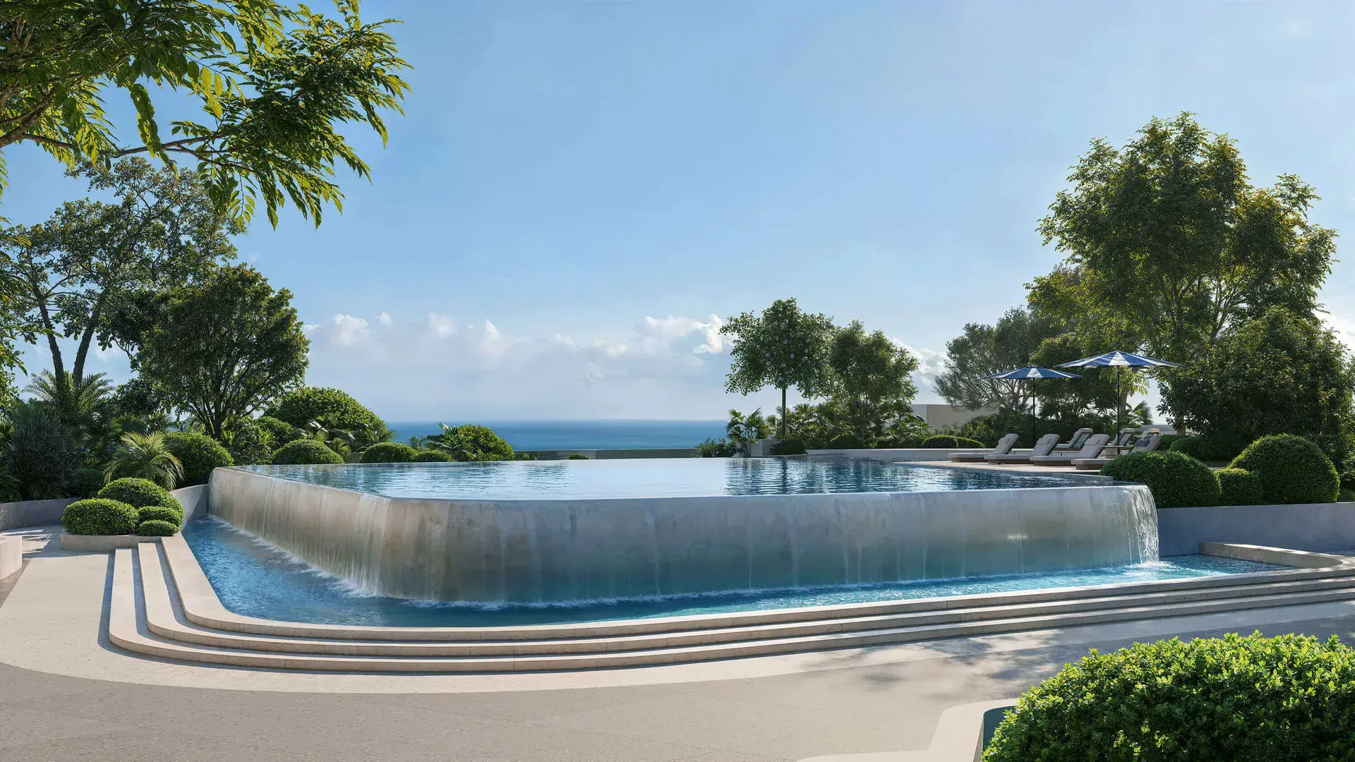 Render of Soulever's podium-level infinity pool with sea views