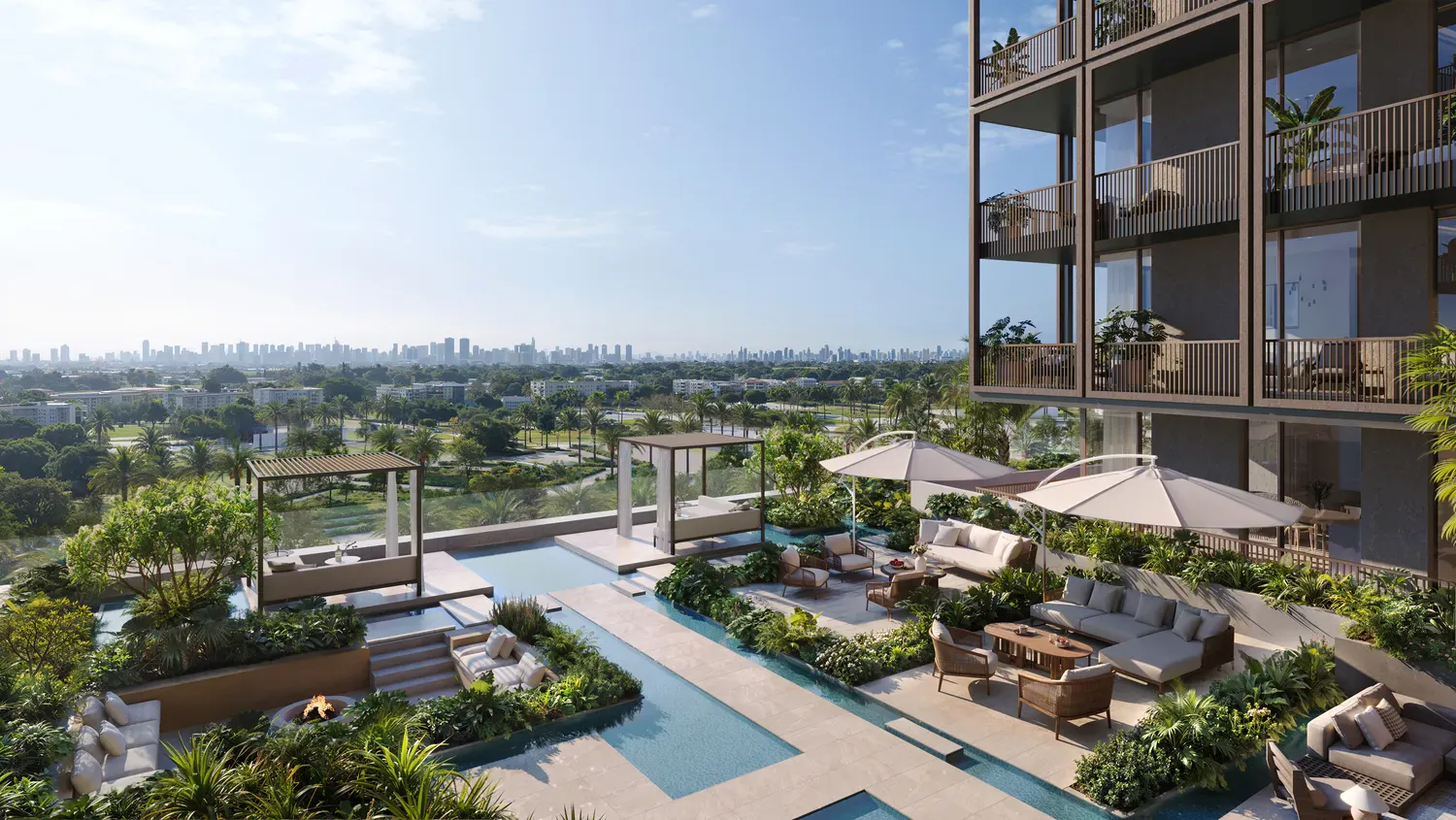 Podium pool, cabanas and sunken seating at The Archive