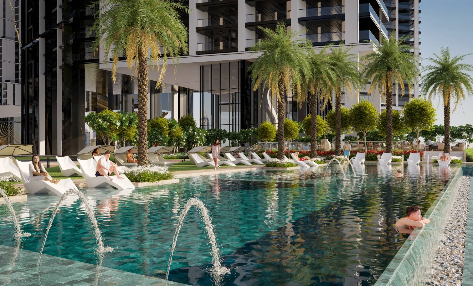 Leisure pool and sun deck, developer render