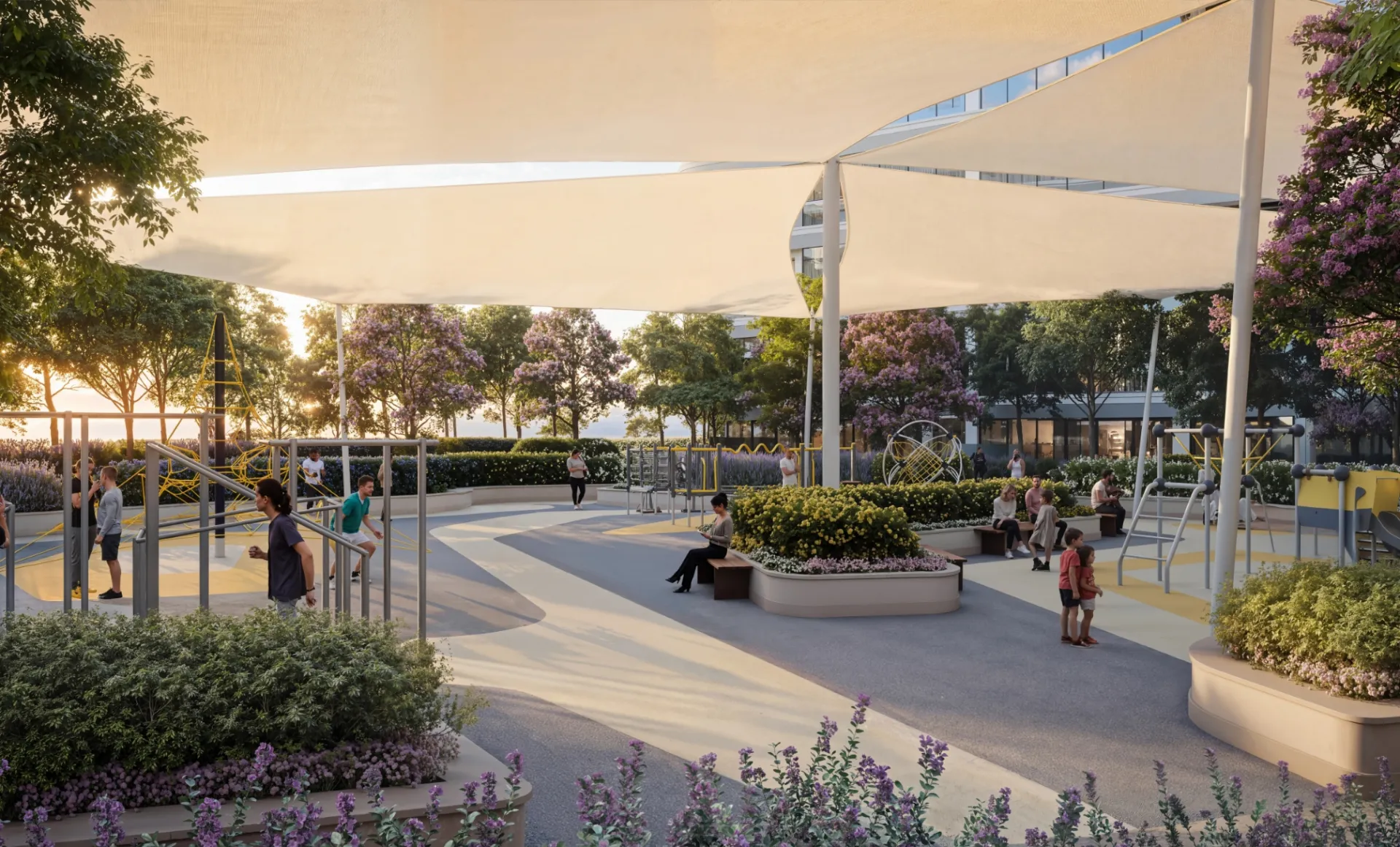Shaded children's play area, developer render